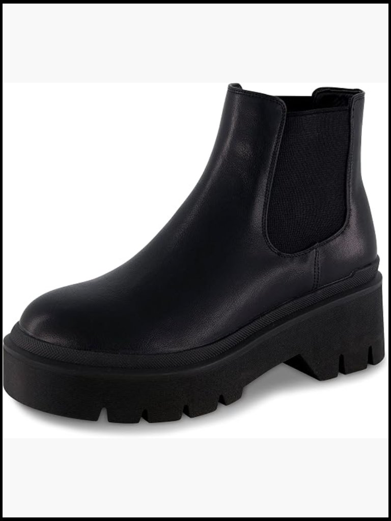 Chelsea Boot With Memory Foam Vegan Leather Ankle Bootie Slip On Round Toe